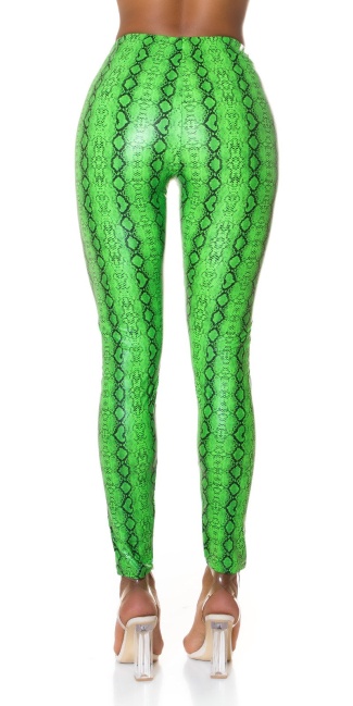 high waisted leather pants snake print Green